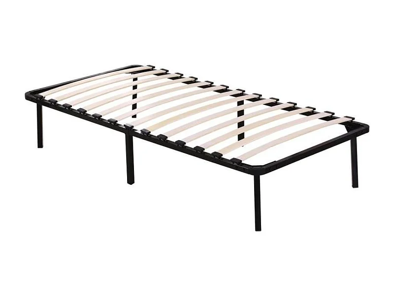 Sommier 90x190 cm Solide et Confortable avec Cadre à Lattes et 6 Pieds en Metal, Montage Facile