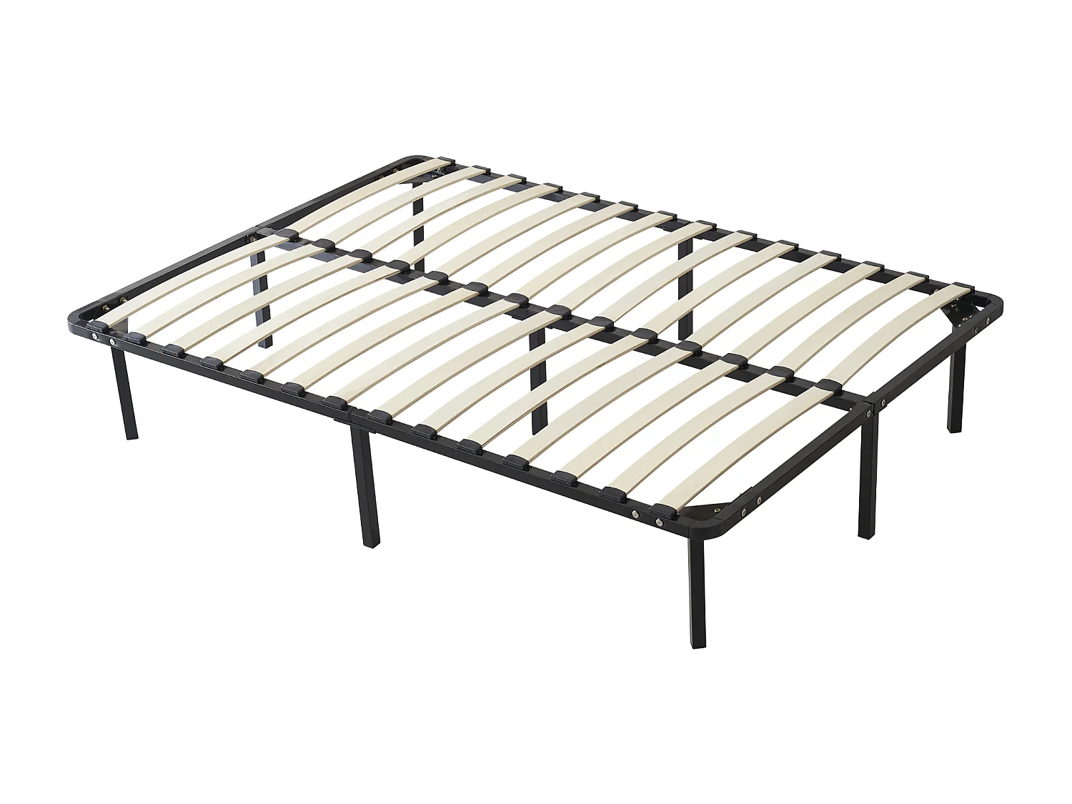 Sommier 200x200 cm Solide et Confortable avec Cadre à Lattes et 12 Pieds en Métal