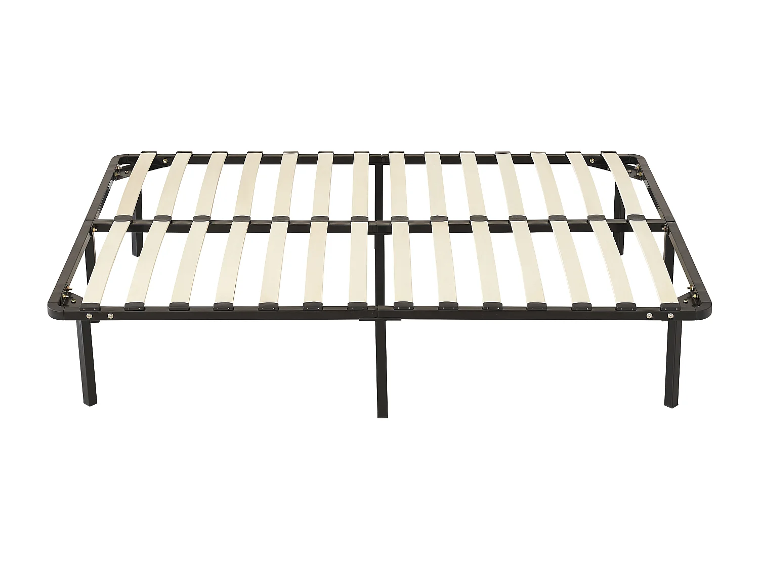 Sommier 200x200 cm Solide et Confortable avec Cadre à Lattes et 12 Pieds en Métal