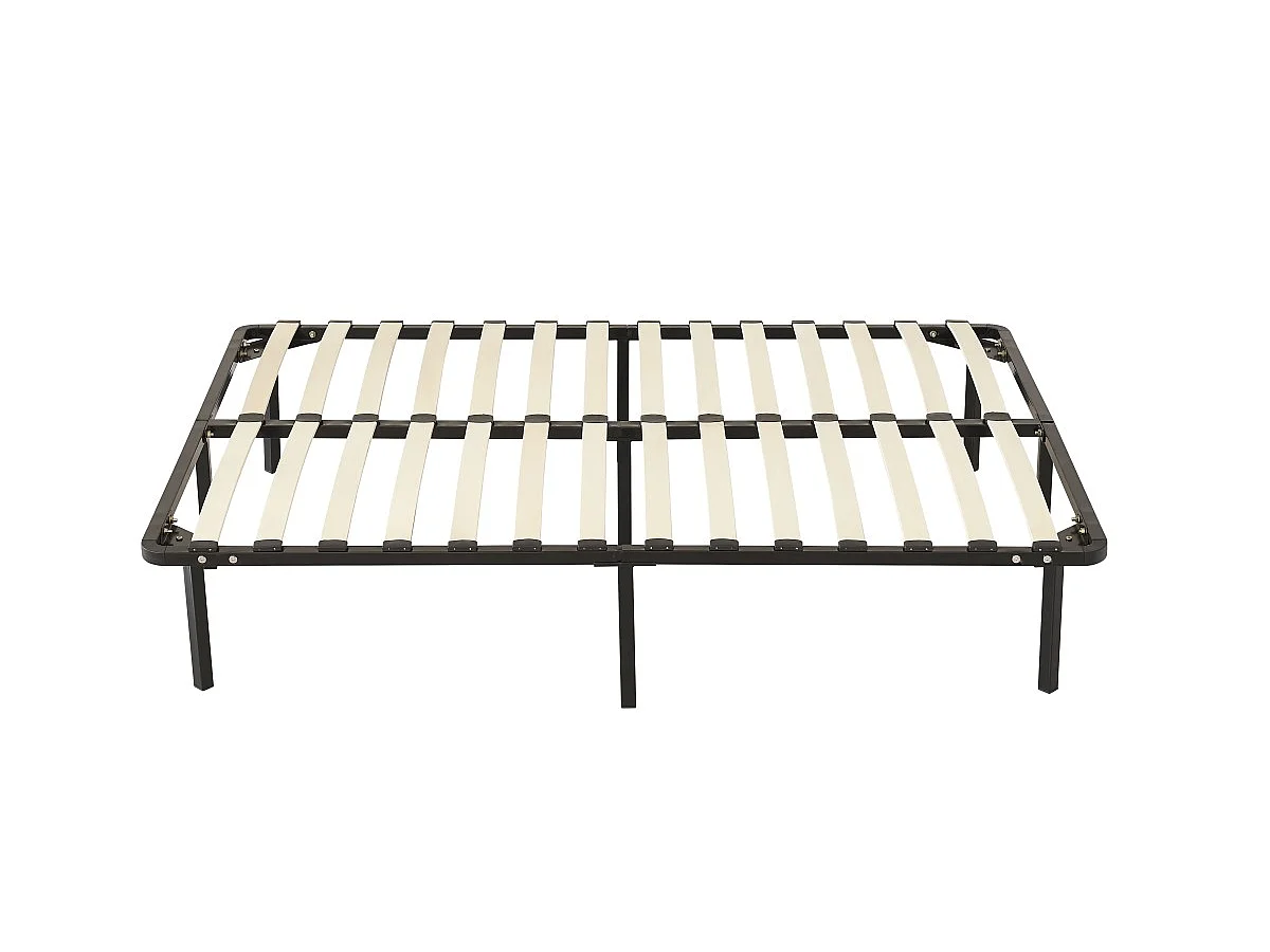 Sommier 140x200 cm Solide et Confortable avec Cadre à Lattes et 9 Pieds en Métal Monté Rapidement