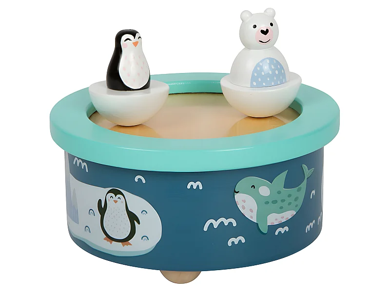 Small Foot - Wooden Music Box North Pole Wind Up 11961