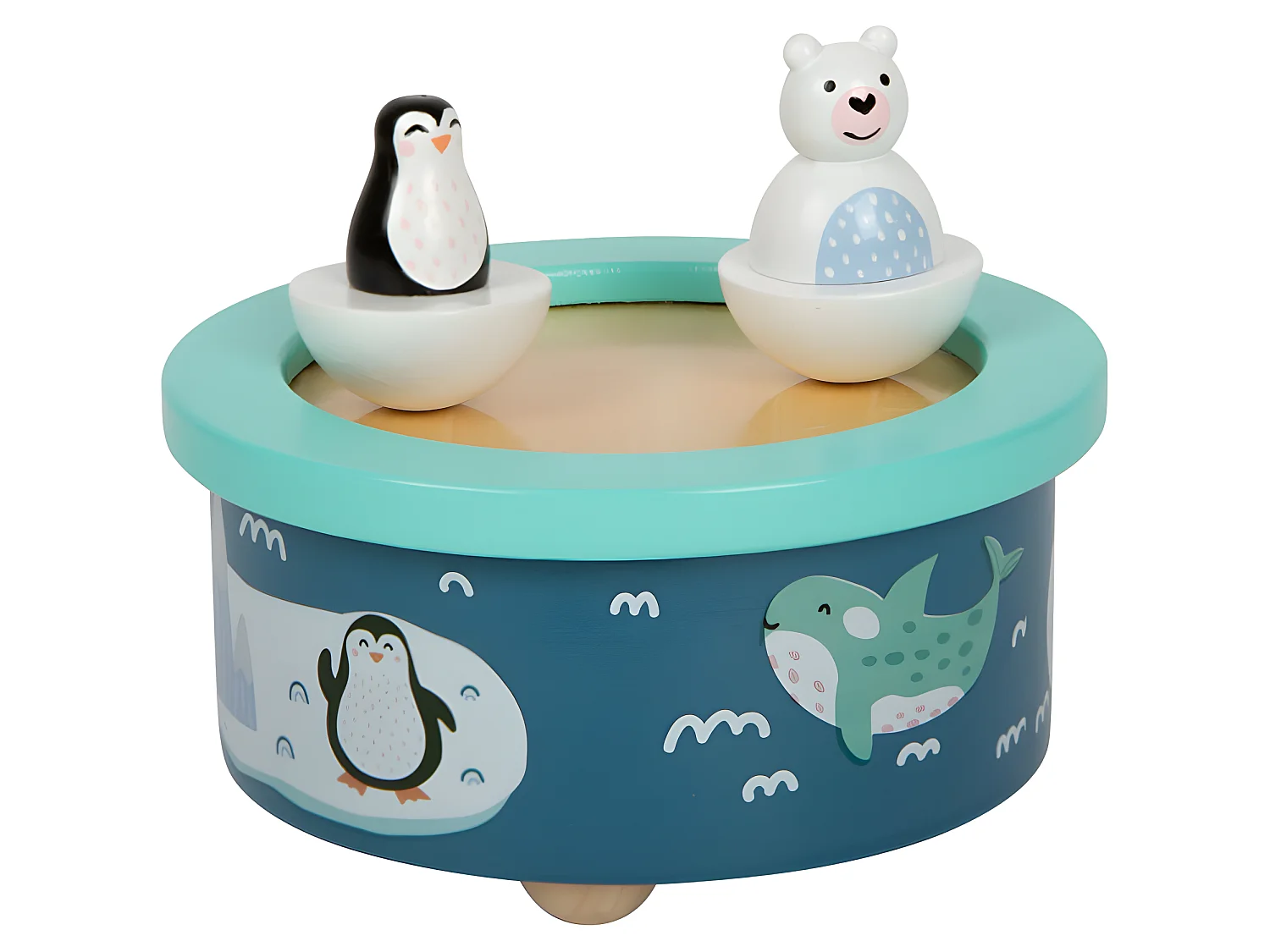 Small Foot - Wooden Music Box North Pole Wind Up 11961