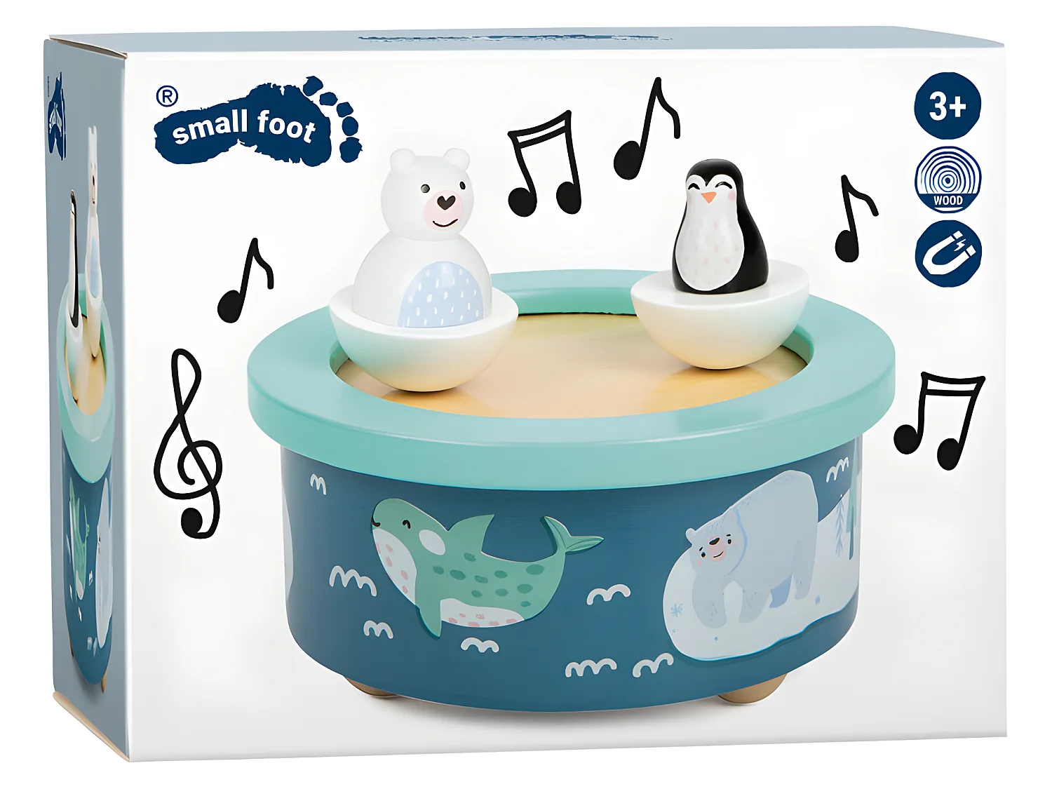 Small Foot - Wooden Music Box North Pole Wind Up 11961