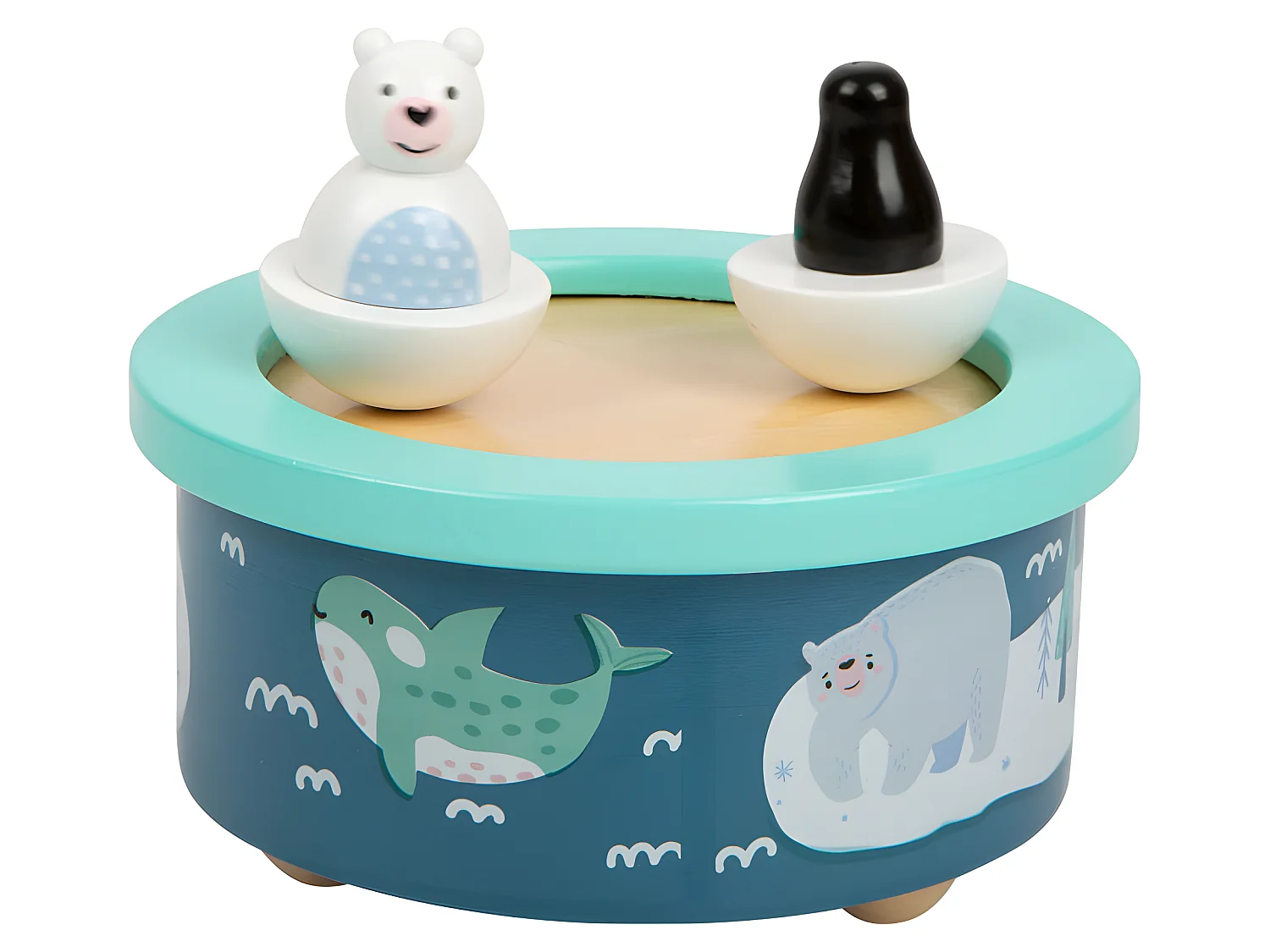 Small Foot - Wooden Music Box North Pole Wind Up 11961