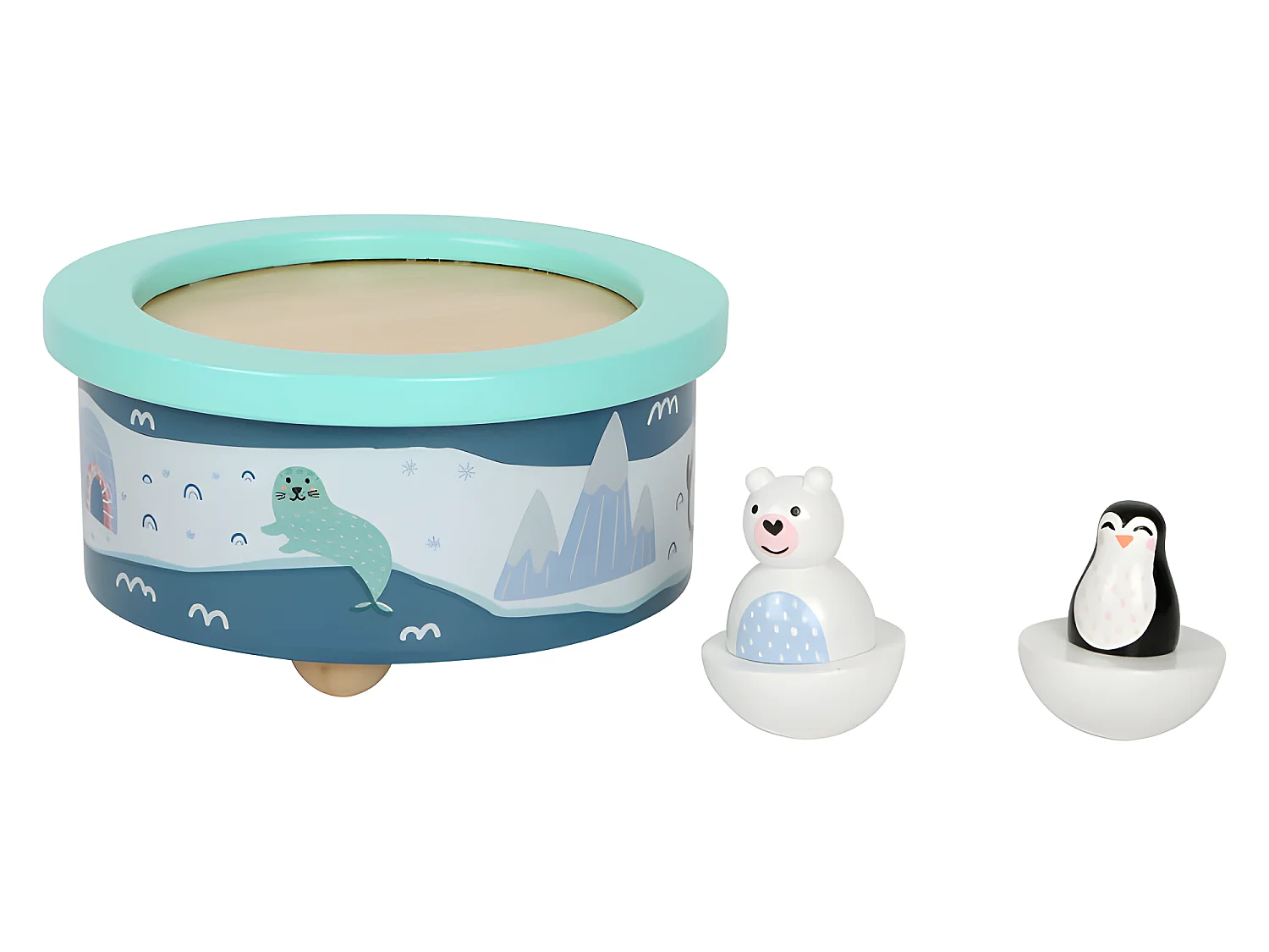 Small Foot - Wooden Music Box North Pole Wind Up 11961