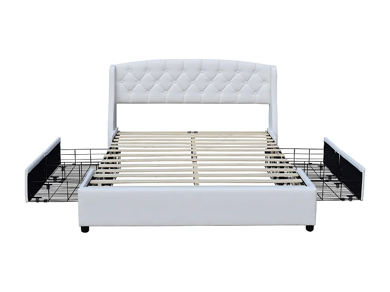 iris - Solide et Confortable Lit 160x200 avec Sommier avec 4 tiroirs + Tete de lit Couleur BLANC + Pieds en 4 cm - 13 La