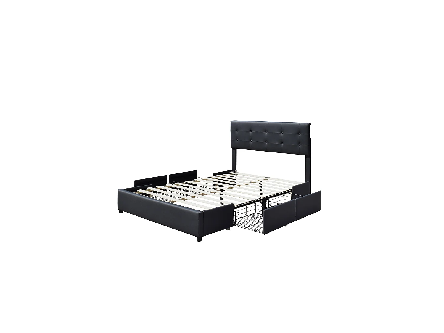 Chloe - Solide et Confortable Lit 140x190 avec Sommier avec 4 tiroirs + Tete de lit Couleur Noir + Pieds en 4 cm - 13 La