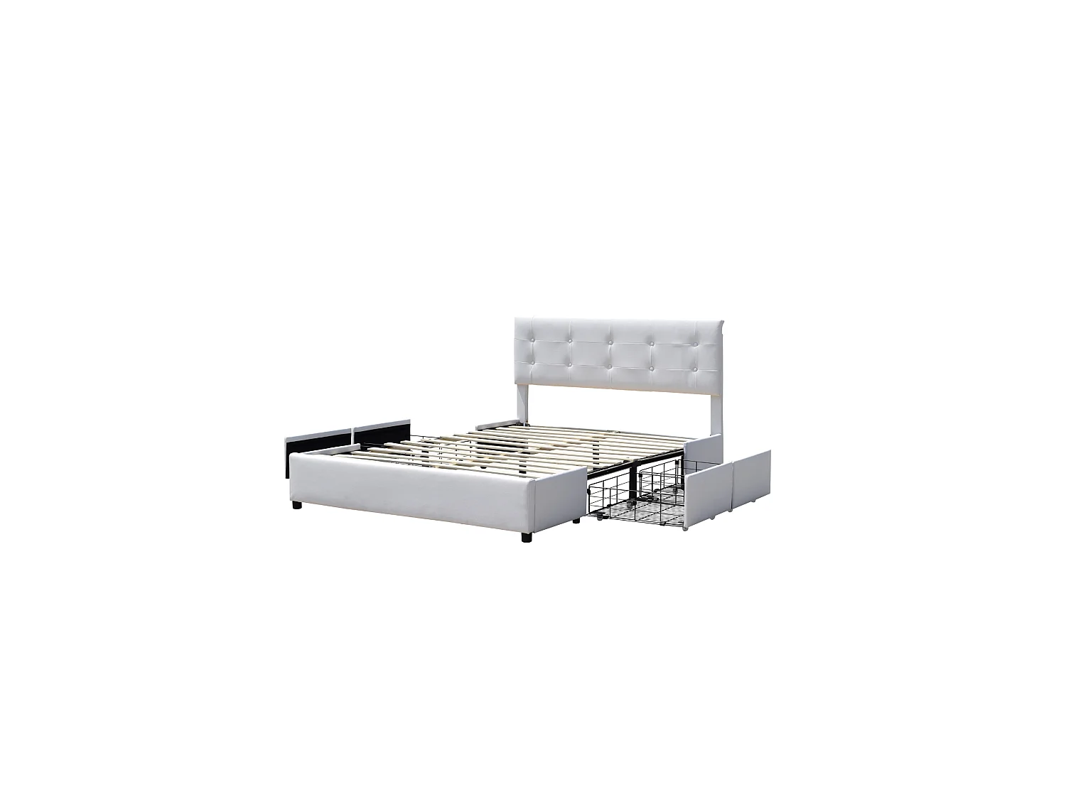 Chloe - Solide et Confortable Lit 120x190 avec Sommier avec 4 tiroirs + Tete de lit Couleur Blanc + Pieds en 4 cm - 13 L