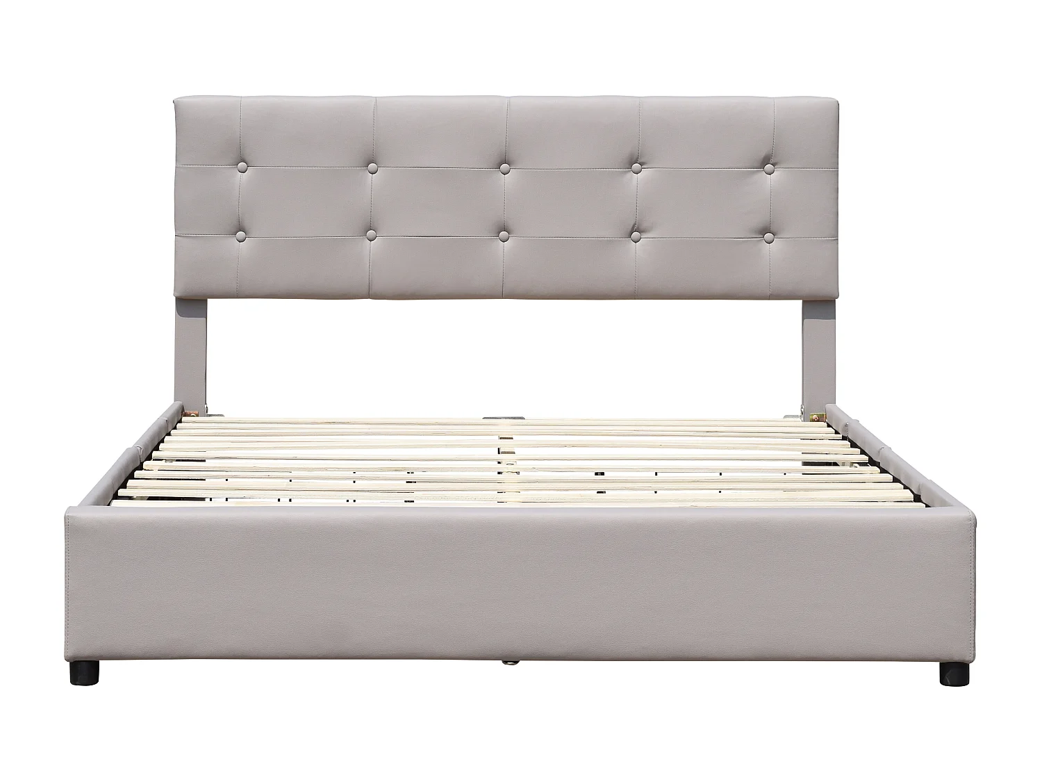 Chloe - Solide et Confortable Lit 140x200 avec Sommier avec 4 tiroirs + Tete de lit Couleur Gris + Pieds en 4 cm - 13 La