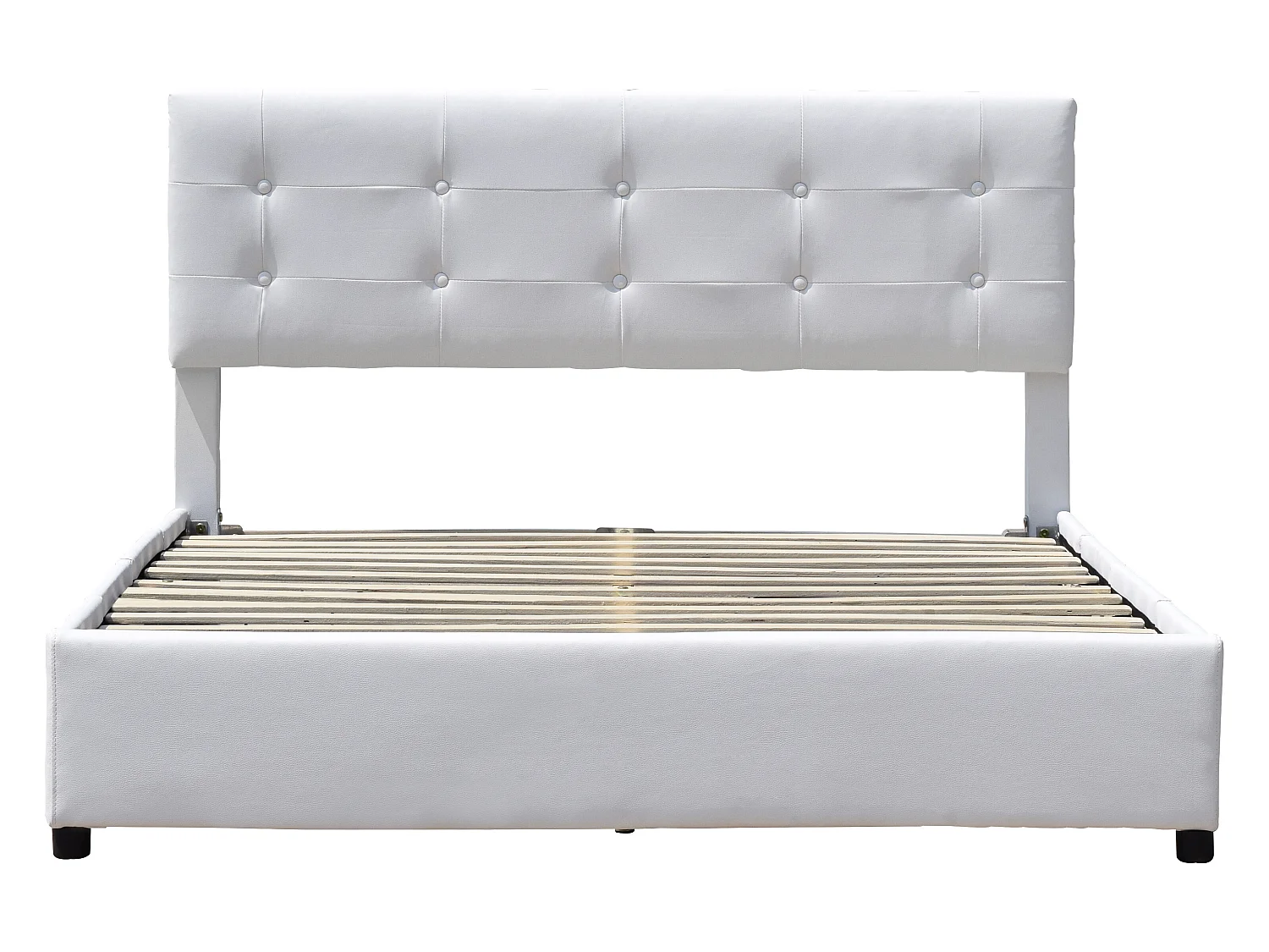 chloe - Solide et Confortable Lit 140x200 avec Sommier avec 4 tiroirs  Tete de lit Couleur BLANC  Pieds en 4 cm