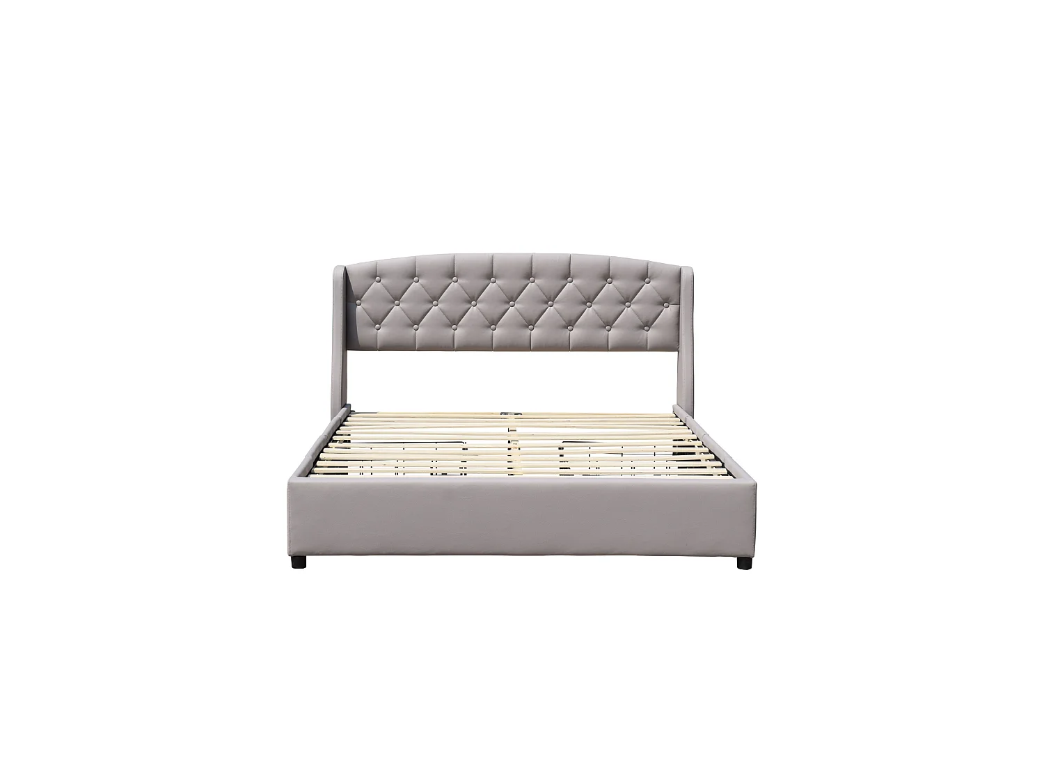 Iris - Solide et Confortable Lit 140x200 avec Sommier avec 4 tiroirs + Tete de lit Couleur Gris + Pieds en 4 cm - 13 Lat