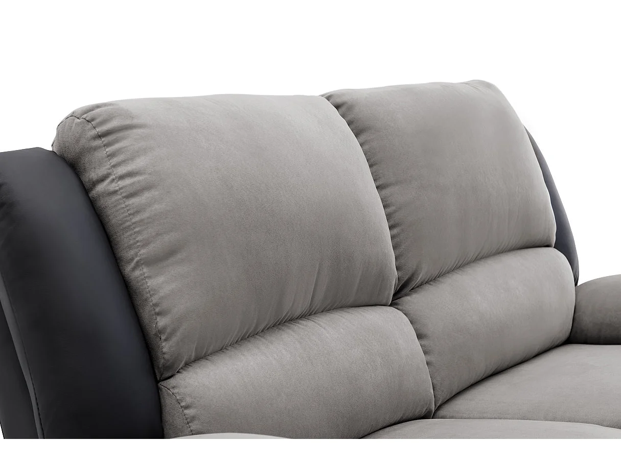 Canapé de Relaxation électrique 2 places Microfibre et Simili Léo - Gris et Noir - L143 x 93 x 96cm - Loungitude