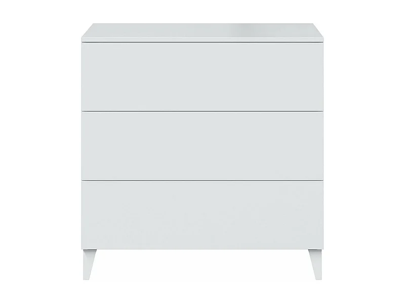 Cômoda de quarto com 3 gavetas, branco brilhante, 80x80x40 cm