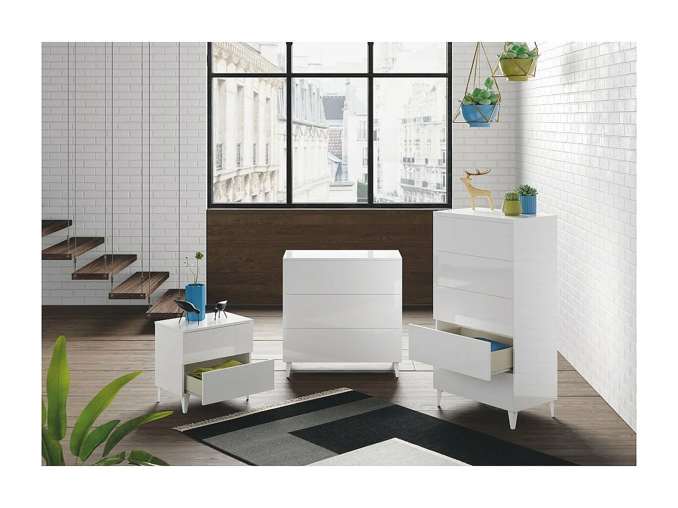 Commode 3 tiroirs Loft - L80 cm