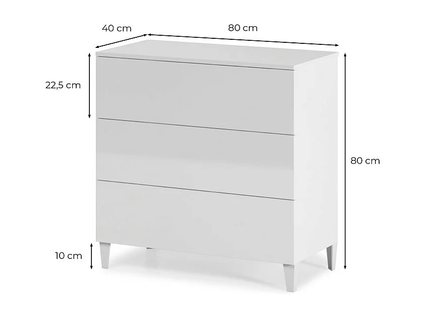 Commode 3 tiroirs Loft - L80 cm