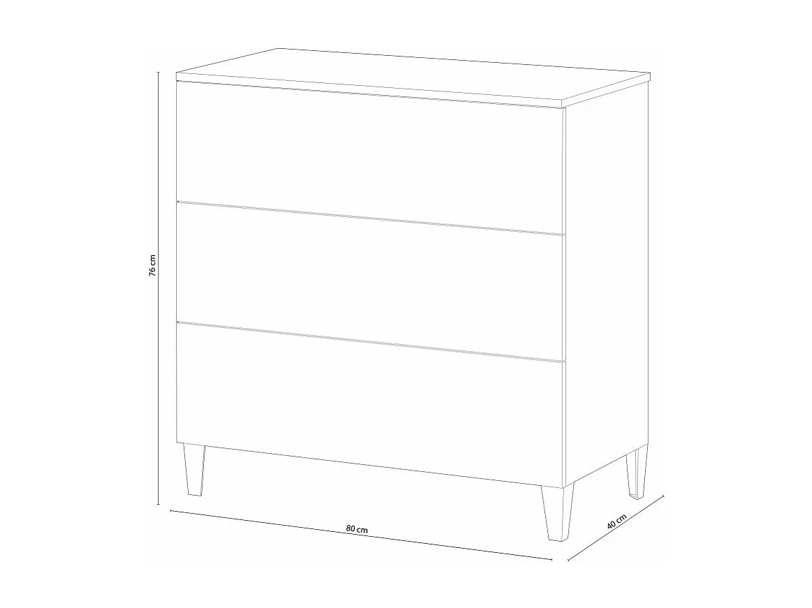 Commode 3 tiroirs Loft - L80 cm
