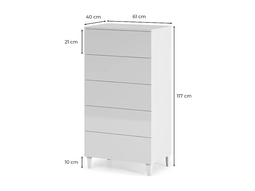Chiffonnier 5 tiroirs Loft - L61 cm