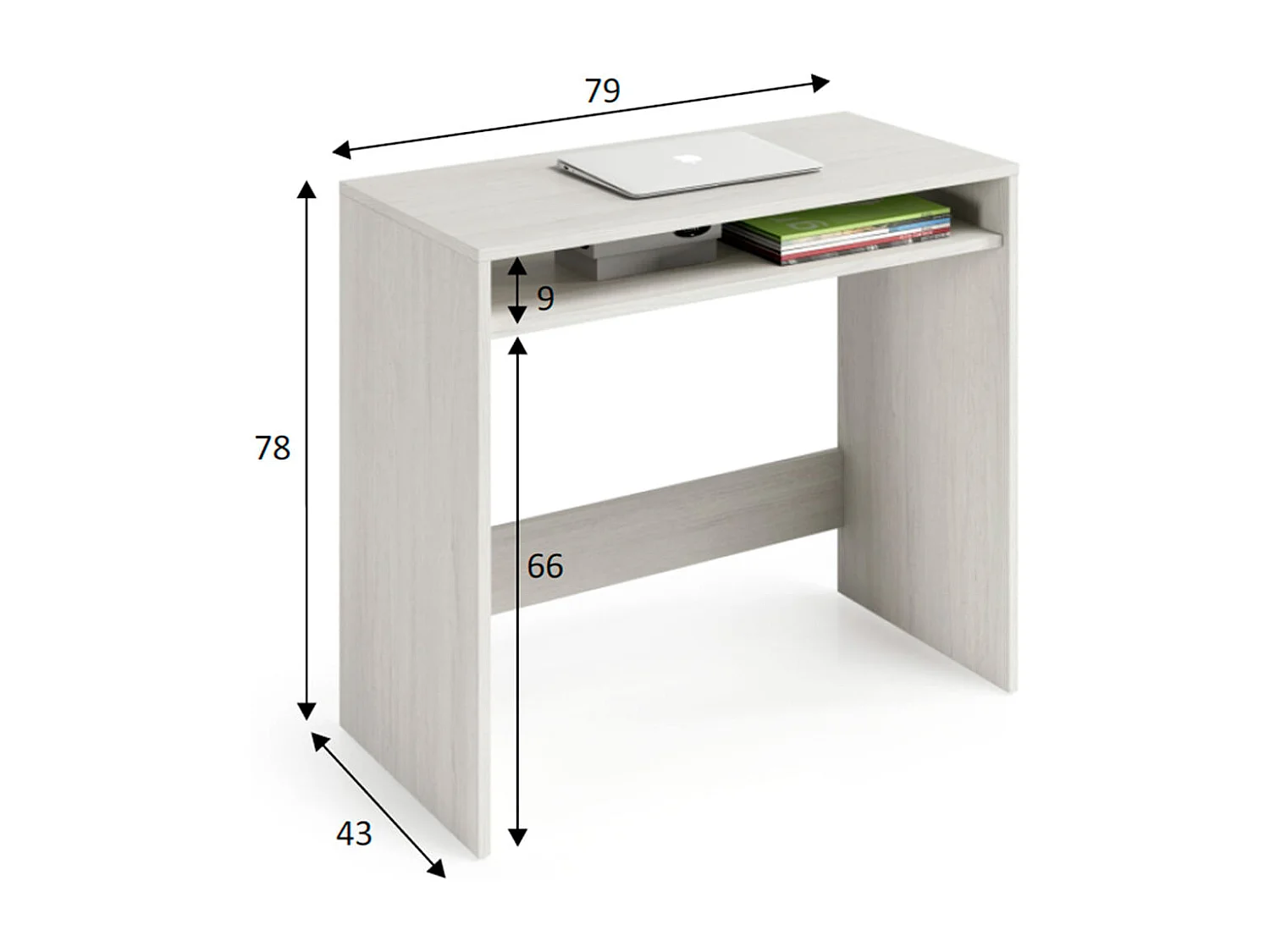 Bureau GASTON à tablette fixe L79cm x P43cm - Blanc