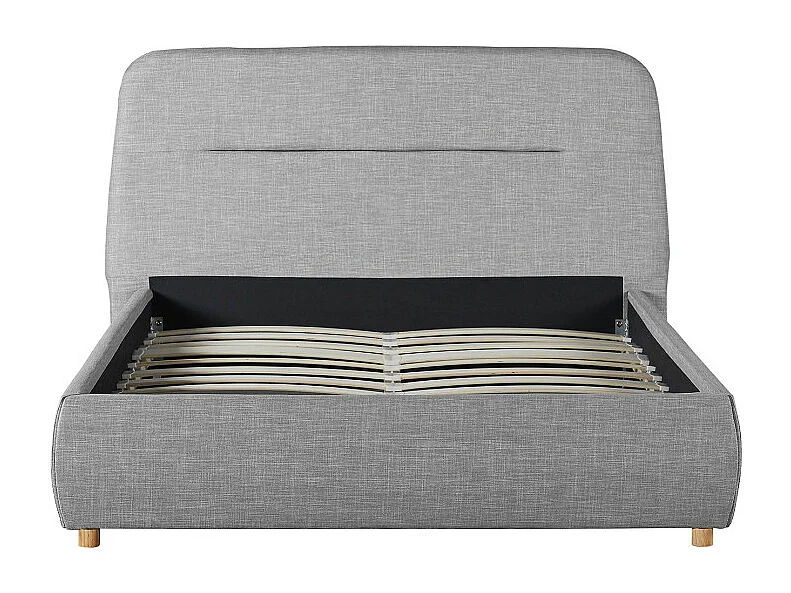 Cadre de lit coffre BONY avec sommier à lattes - Gris clair - Largeur 160 cm