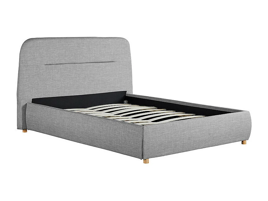 Cadre de lit coffre BONY avec sommier à lattes - Gris clair - Largeur 140 cm