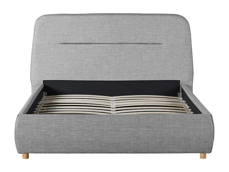 Cadre de lit coffre BONY avec sommier à lattes - Gris clair - Largeur 140 cm