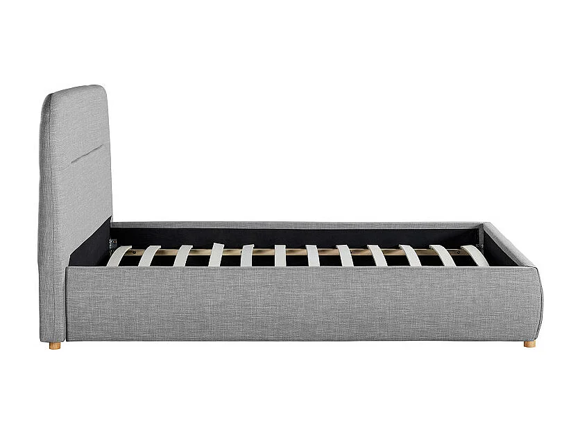 Cadre de lit coffre BONY avec sommier à lattes - Gris clair - Largeur 140 cm