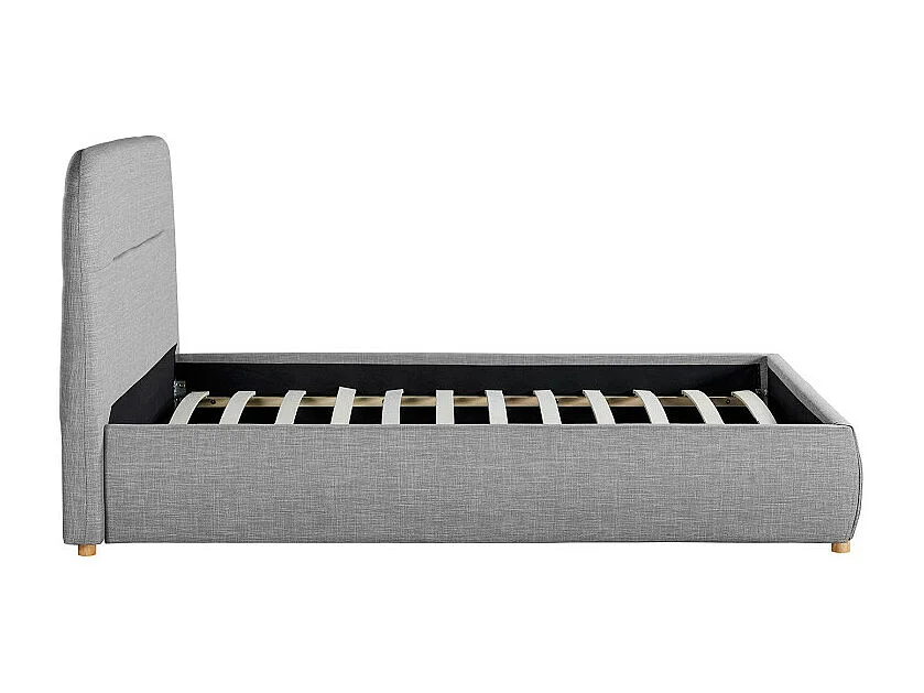 Cadre de lit coffre BONY avec sommier à lattes - Gris clair - Largeur 140 cm