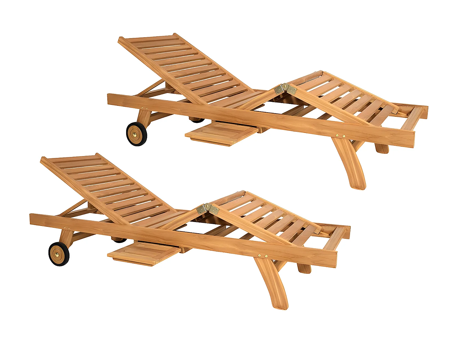Conjunto de 2 espreguiçadeiras multiposições teca natural claro - BYBLOS II de MYLIA