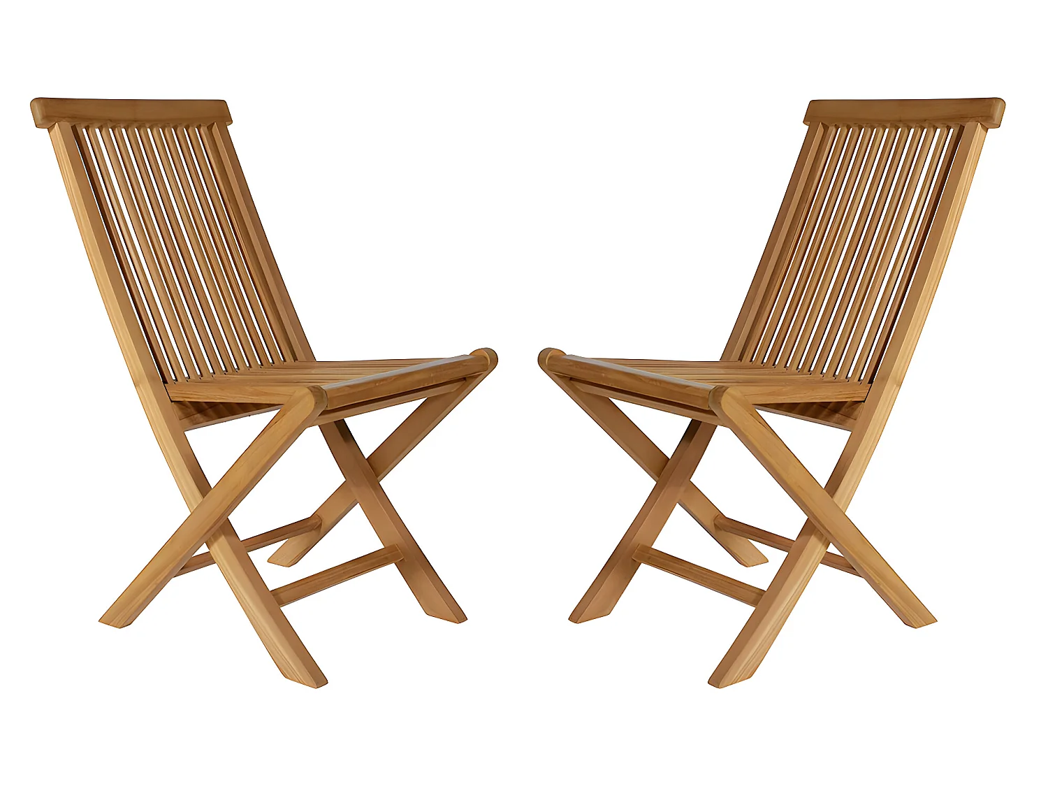 Salle à manger de jardin en teck : une table extensible L.120 / 170 cm, 2 fauteuils et 4 chaises pliantes - Naturel clair - BYBLOS II de MYLIA