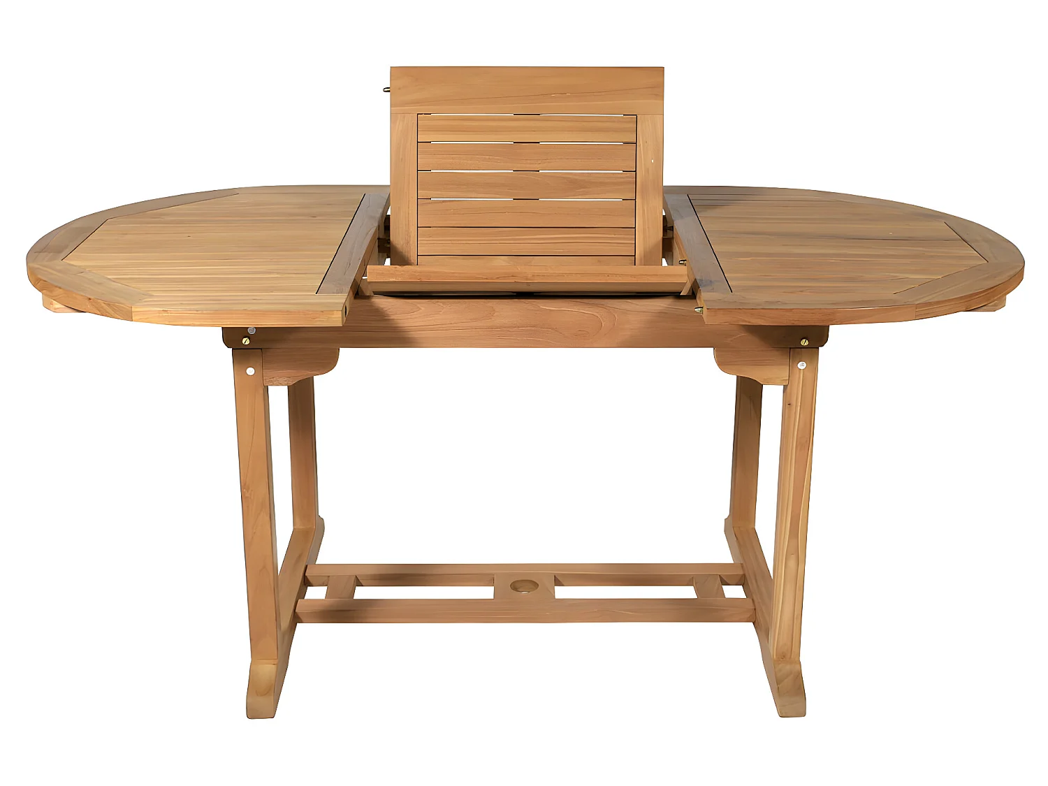 Salle à manger de jardin en teck : une table extensible L.120 / 170 cm, 2 fauteuils et 4 chaises pliantes - Naturel clair - BYBLOS II de MYLIA
