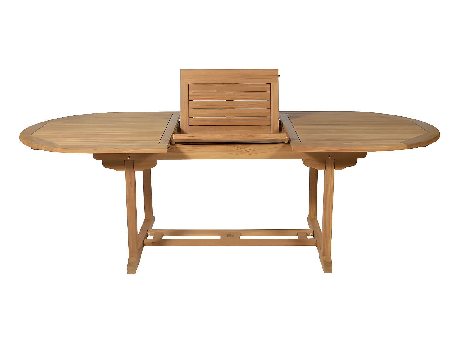 Juego de Mesa y sillas de jardín de teca: una mesa extensible Ancho 180 / 240 cm, 2 sillones y 4 sillas plegables - Natural claro - BYBLOS II de MYLIA