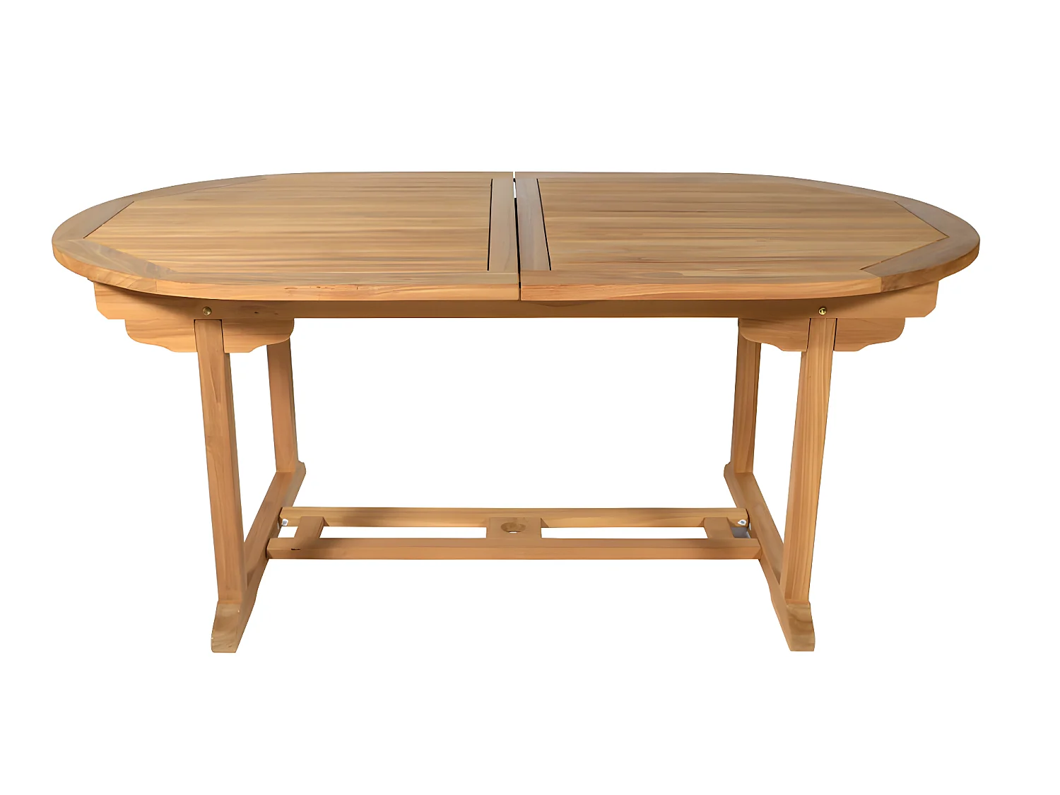 Juego de Mesa y sillas de jardín de teca: una mesa extensible Ancho 180 / 240 cm, 2 sillones y 4 sillas plegables - Natural claro - BYBLOS II de MYLIA