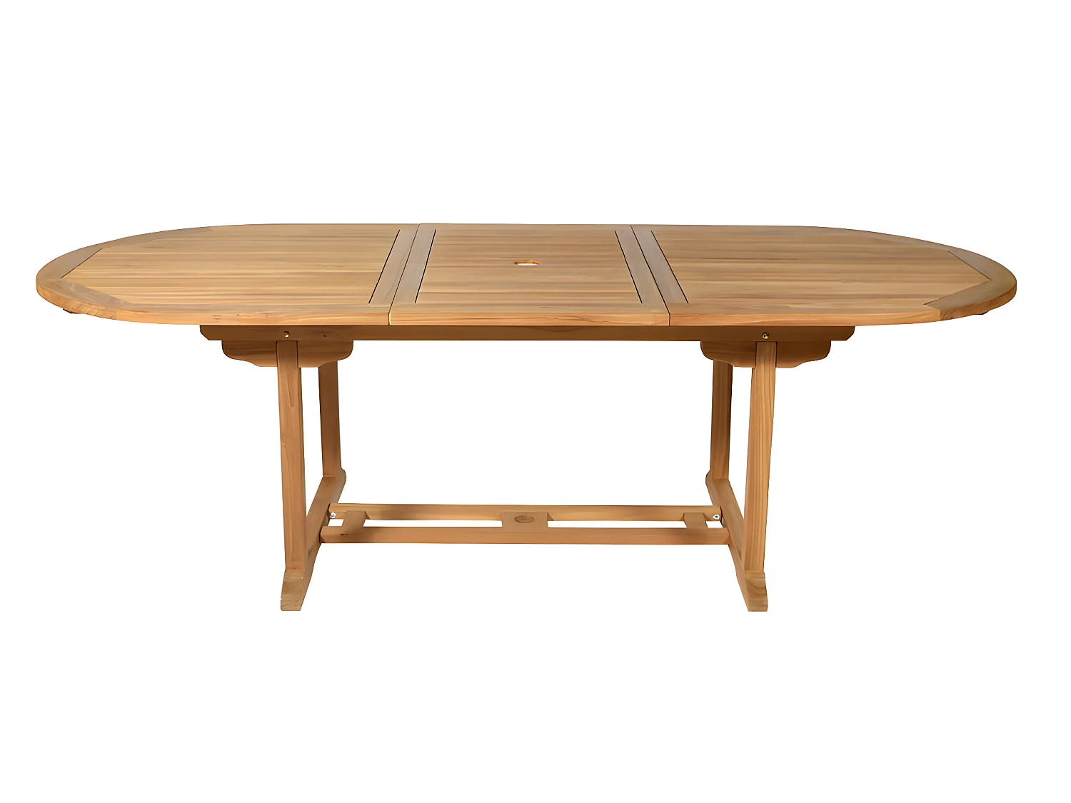 Juego de Mesa y sillas de jardín de teca: una mesa extensible Ancho 180 / 240 cm, 2 sillones y 4 sillas plegables - Natural claro - BYBLOS II de MYLIA