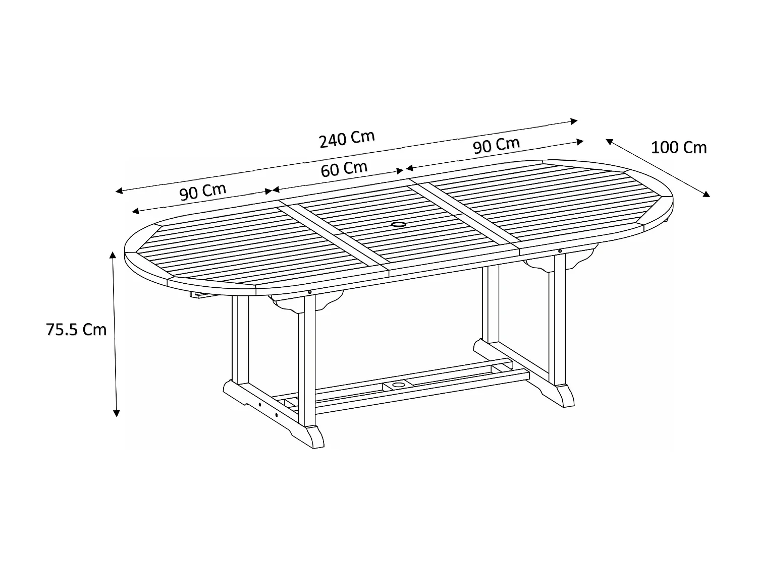 Juego de Mesa y sillas de jardín de teca: una mesa extensible Ancho 180 / 240 cm, 2 sillones y 4 sillas plegables - Natural claro - BYBLOS II de MYLIA