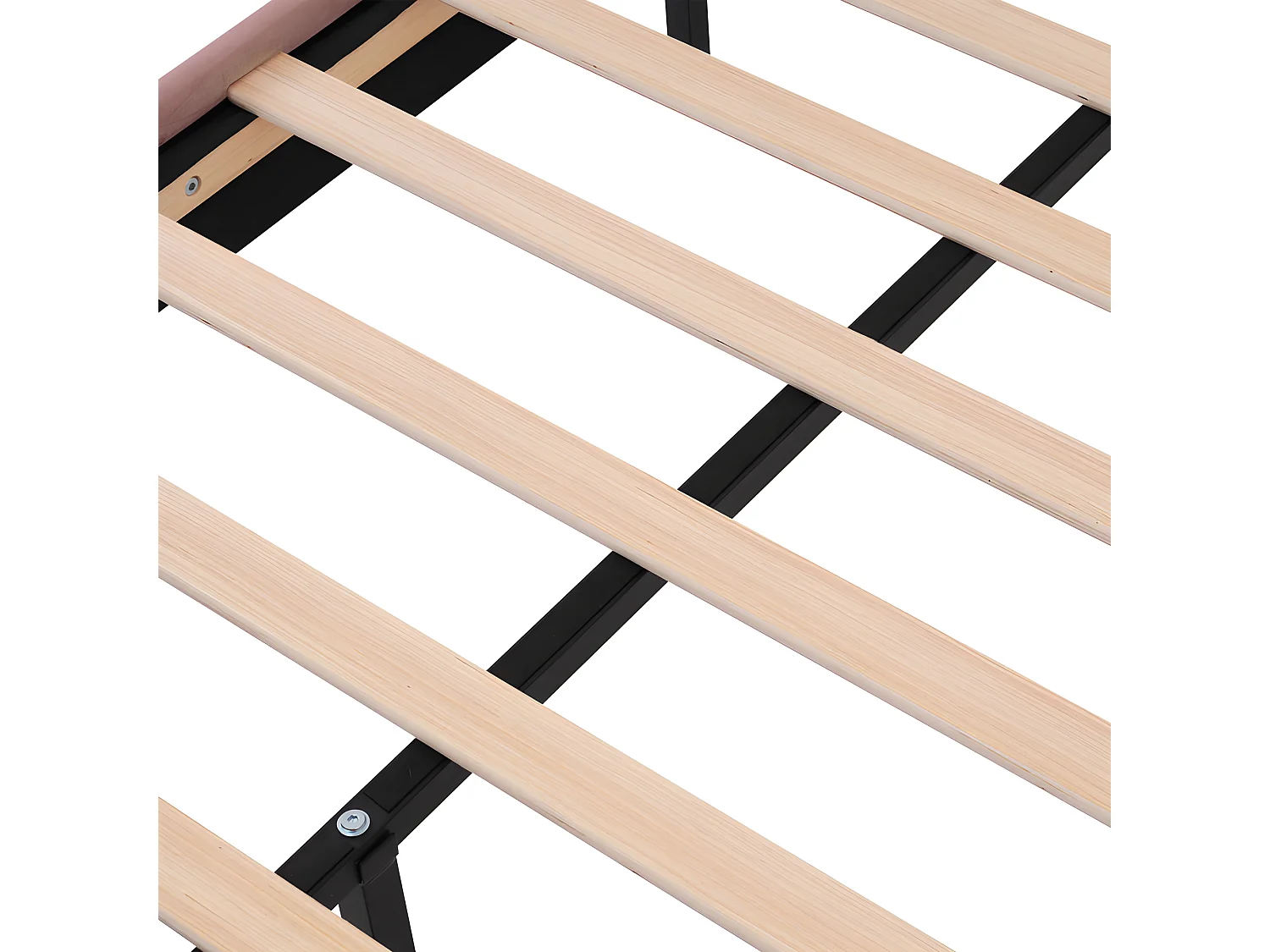 Bed 90x190cm bekleed met fluweel - met LED en lattenbodem - Roze