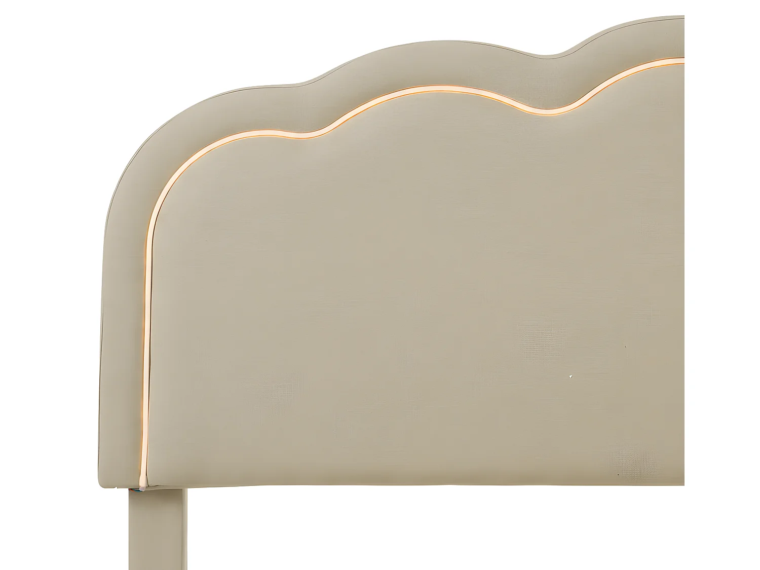 Bed 140x200cm bekleed met linnen - met LED en lattenbodem - Beige