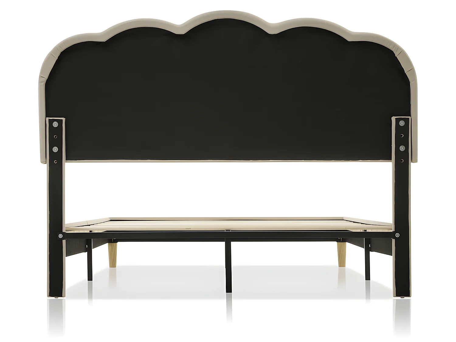 Bed 140x200cm bekleed met linnen - met LED en lattenbodem - Beige