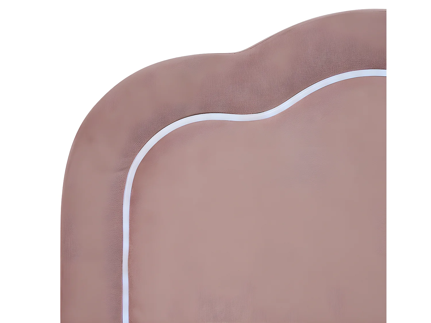 140 x 200 cm großes Bett mit Samtbezug – mit LED und Lattenrost – Rosa