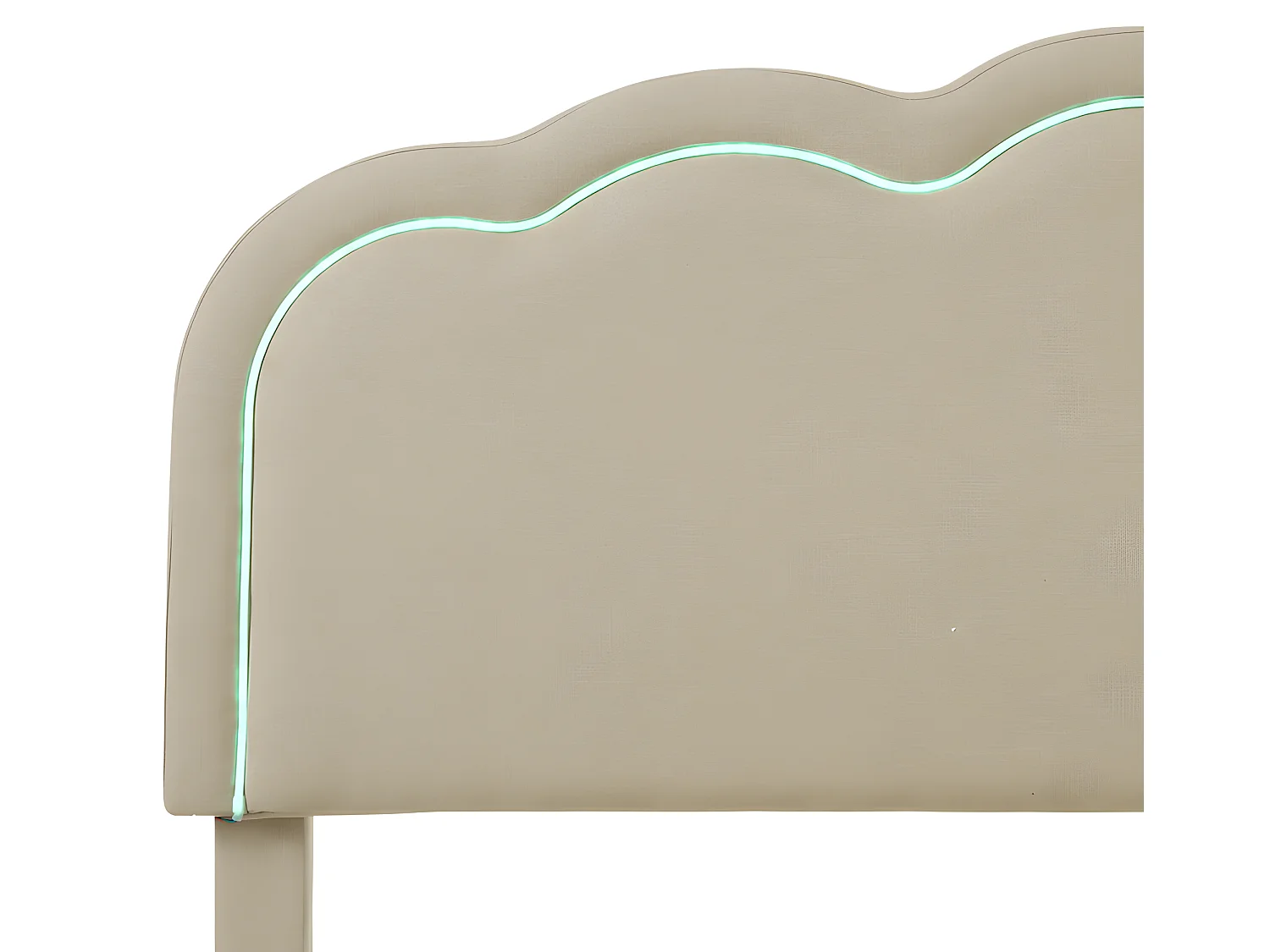 Bed 90x190cm opgevuld met linnen - met LED en lattenbodem - Beige