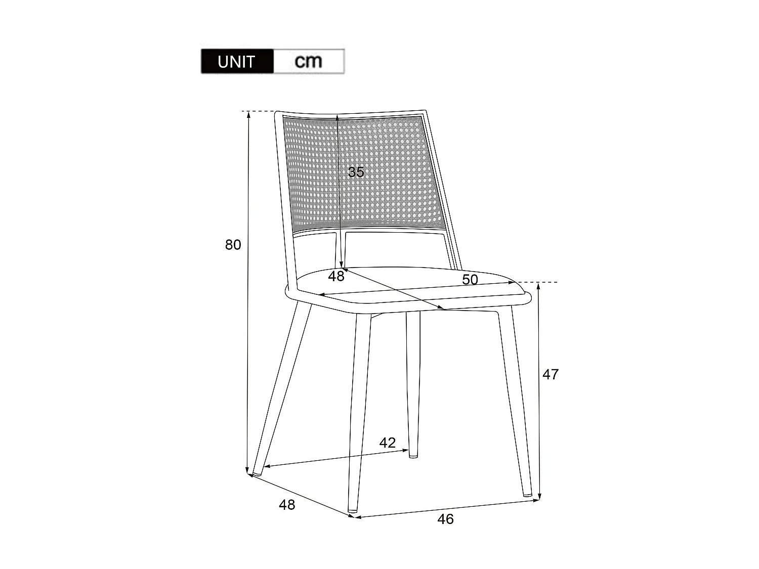 Set van 2 eetkamerstoelen met kunstleer kussen en PE rotan rugleuning - Zwart