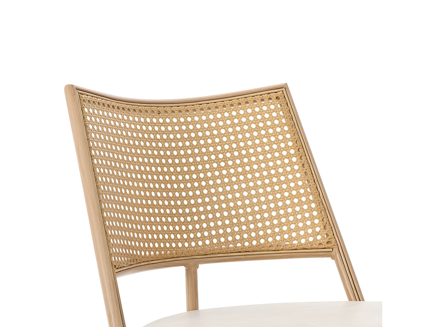 Lot de 6 Chaises de salle à manger avec coussin en similicuir et dossier en rotin PE - Naturel