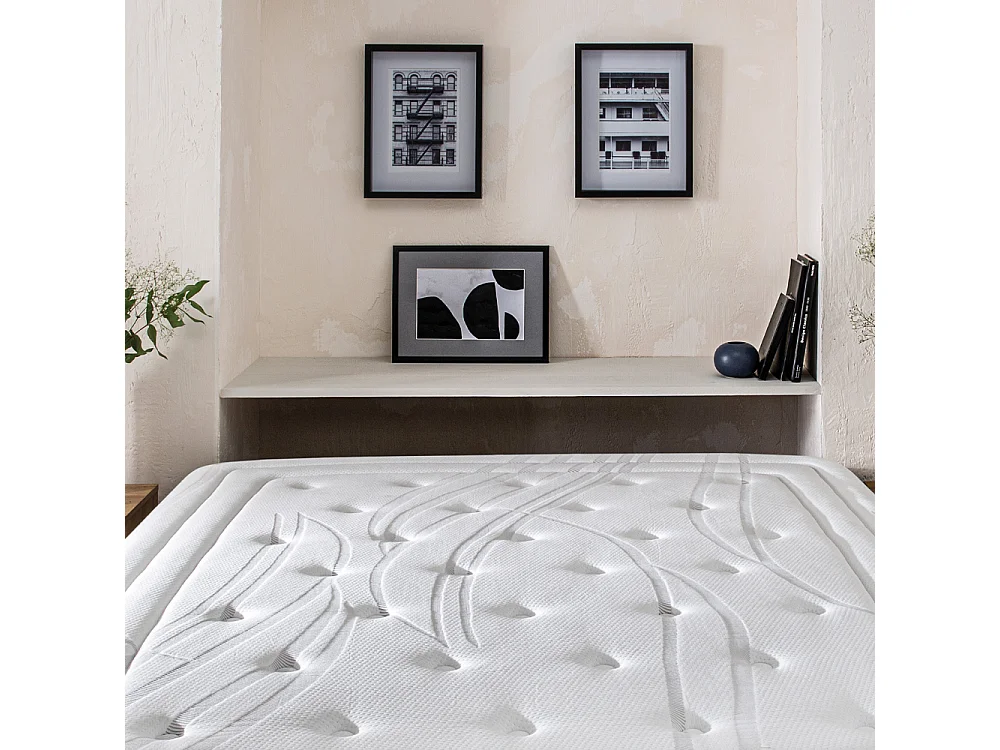 BELLECOUR LITERIE | Ensemble PRIVILEGE 140x190 cm | Matelas Ressorts ensachés + Protège matelas anti punaise