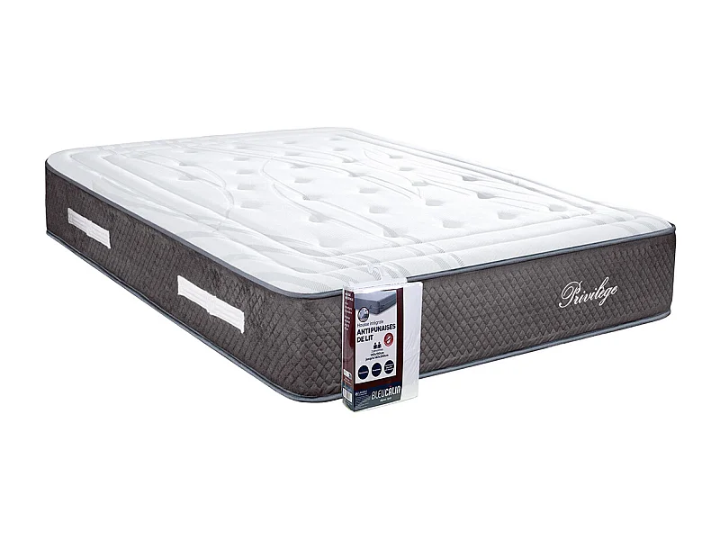 BELLECOUR LITERIE | Ensemble PRIVILEGE 90x200 cm | Matelas Ressorts ensachés + Protège matelas anti punaise
