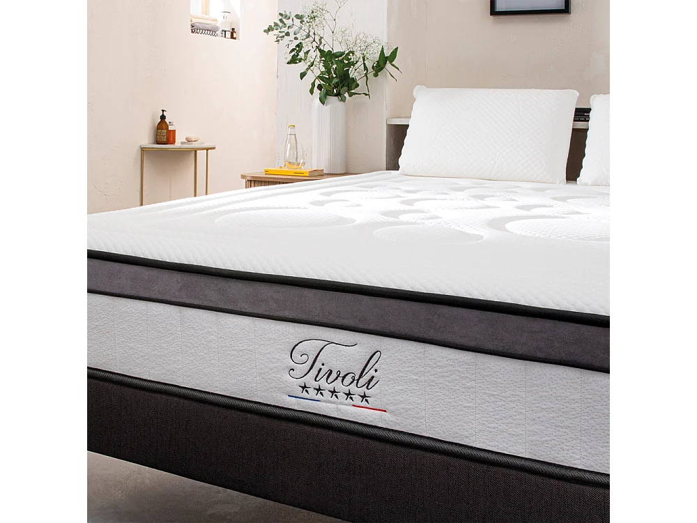 BELLECOUR LITERIE | Ensemble TIVOLI 180x200 cm | Matelas Mémoire de forme + Protège matelas anti punaise