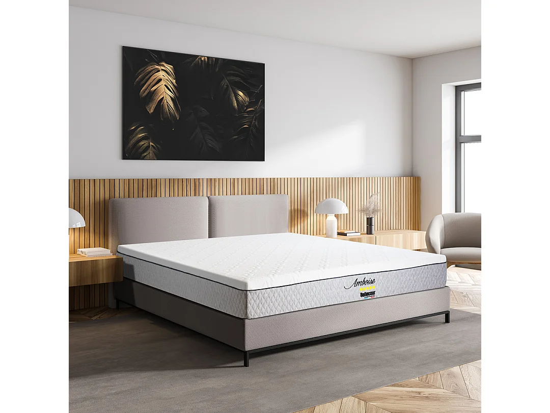 BELLECOUR LITERIE | Ensemble AMBOISE 140x190 cm | Matelas Mémoire de forme + Protège matelas anti punaise
