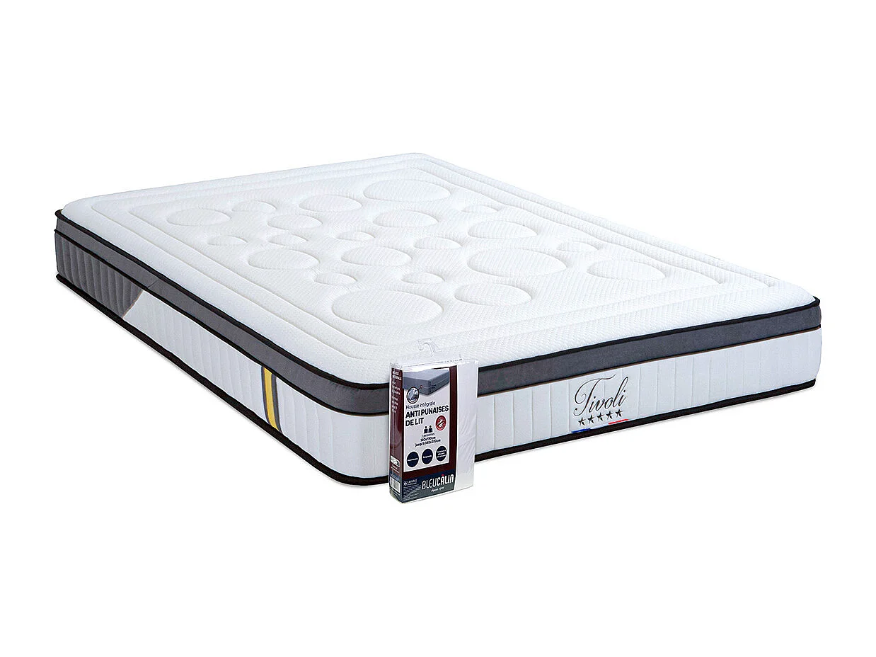 BELLECOUR LITERIE | Ensemble TIVOLI 90x190 cm | Matelas Mémoire de forme + Protège matelas anti punaise