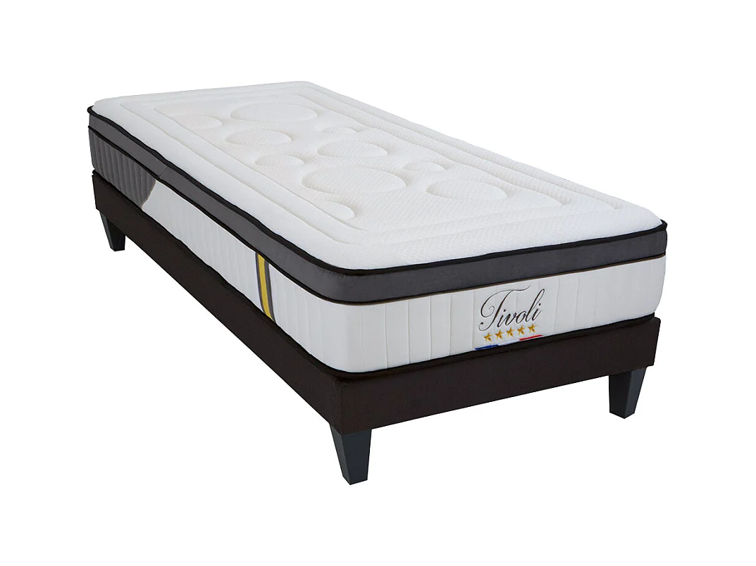 BELLECOUR LITERIE | Pack TIVOLI 90x200 cm | Matelas Mémoire de forme + Sommier Bois + Protège matelas anti punaise