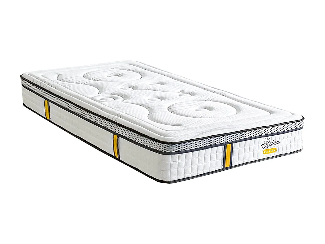 BELLECOUR LITERIE | Pack REINA 2.0 90x190 cm | Matelas Ressorts ensachés + Sommier Bois + Protège matelas anti punaise