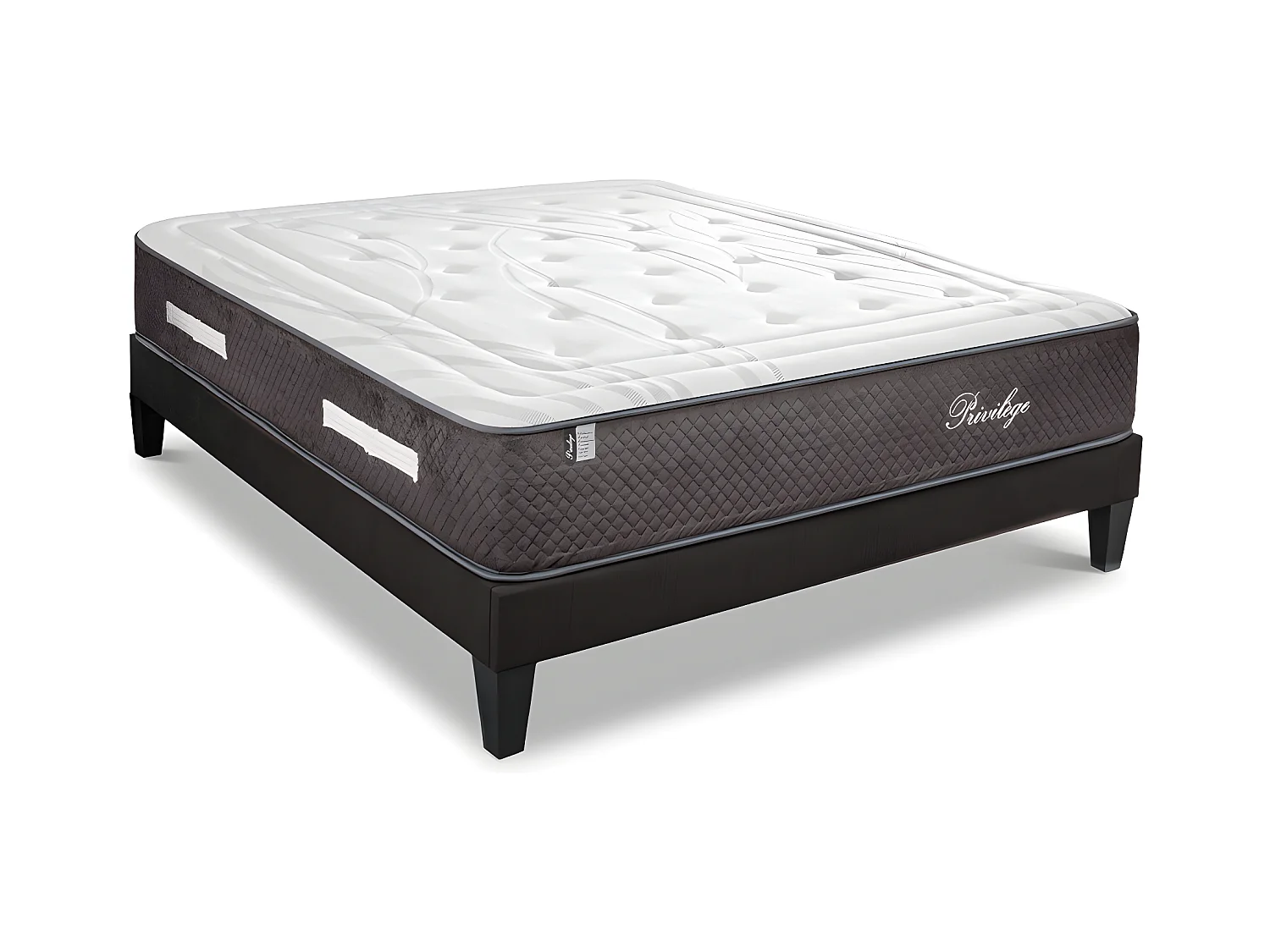 BELLECOUR LITERIE | Pack PRIVILEGE 140x200 cm | Matelas Ressorts ensachés + Sommier Bois + Protège matelas anti punaise