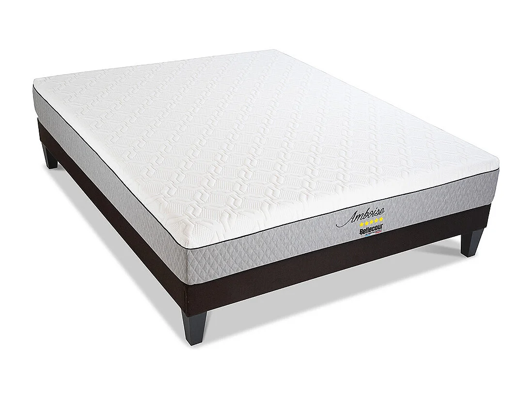 BELLECOUR LITERIE | Pack AMBOISE 160x200 cm | Matelas Mémoire de forme + Sommier Bois + Protège matelas anti punaise